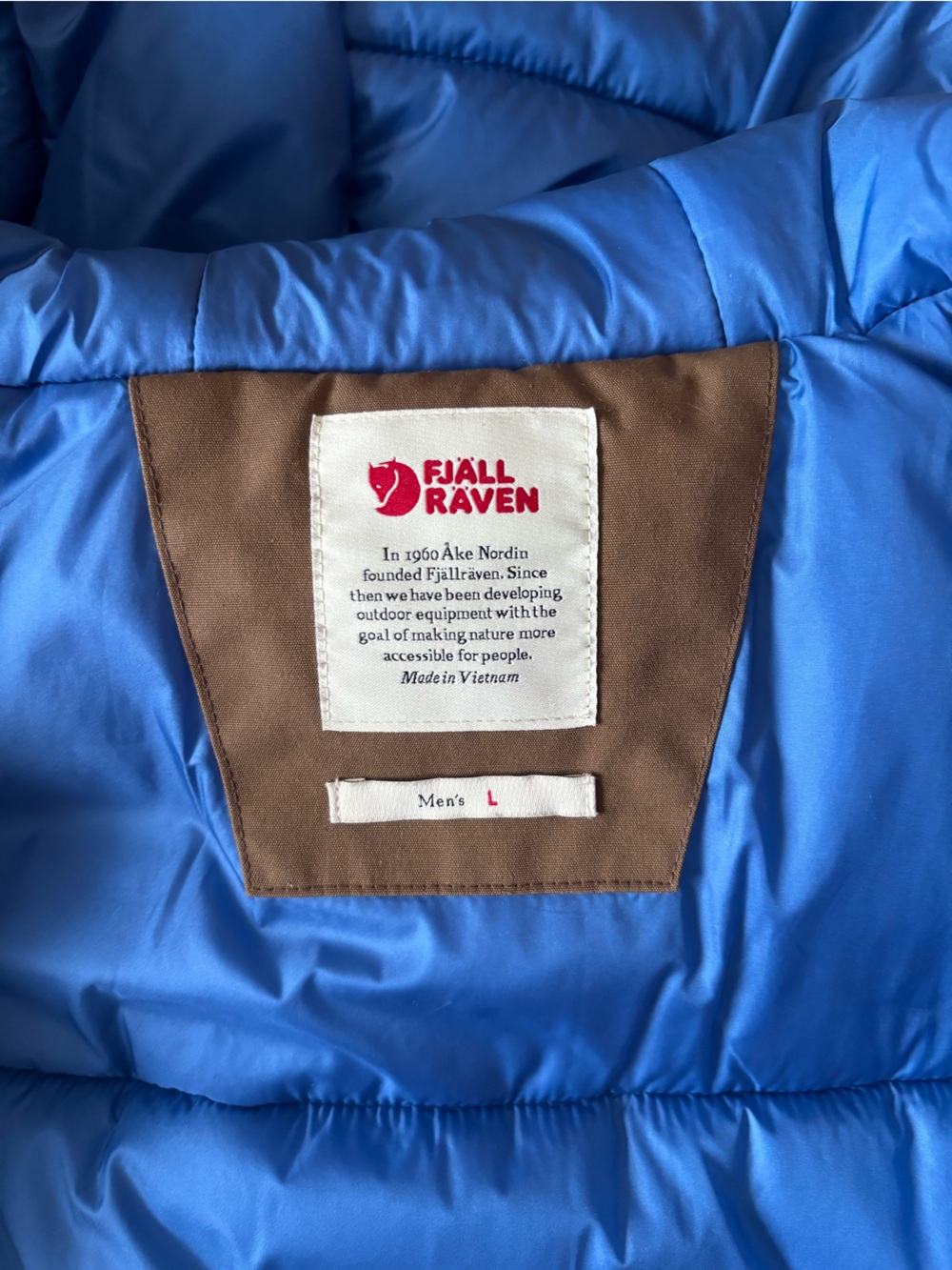 Fjallraven Men's Tan Ovik padded Jacket with Blue Lining - Picture 7 of 12